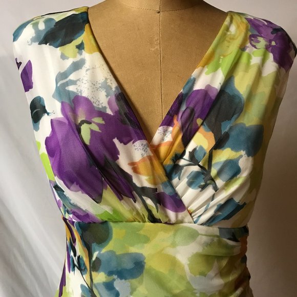 Stunning Floral Structured Sleeveless Dress - Picture 2 of 6